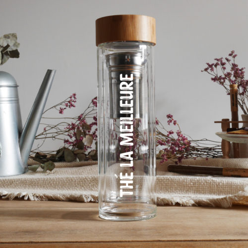 Bouteille thé thermos verre personnalisée