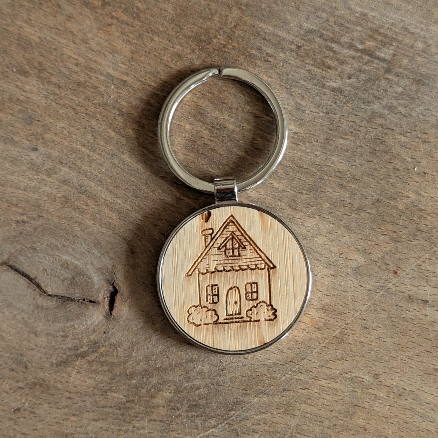 Porte-clef bois métal - Maison
