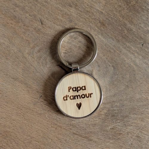 Porte-clef bois métal - Papa d'amour
