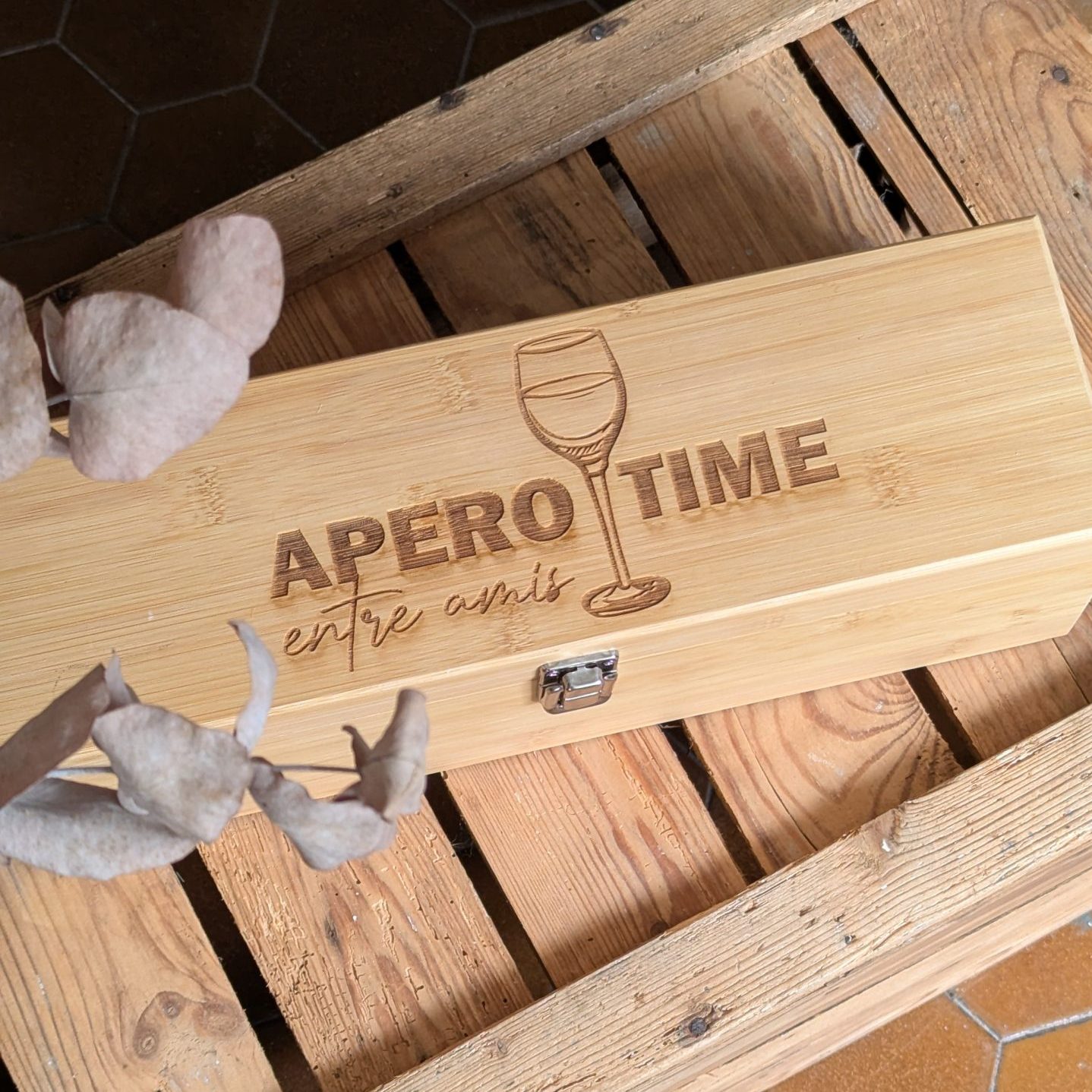 Coffret bouteille de vin en bois