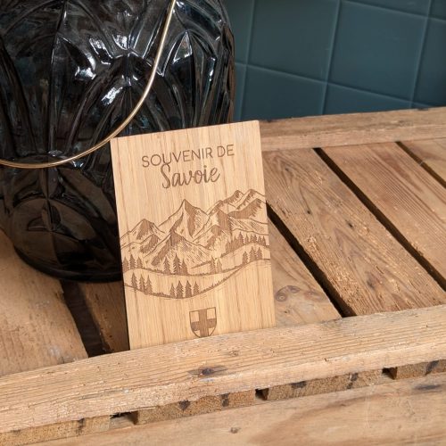 Carte en chêne - Souvenir de Savoie