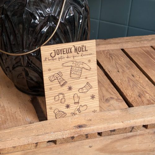 Carte en chêne - Joyeux Noël